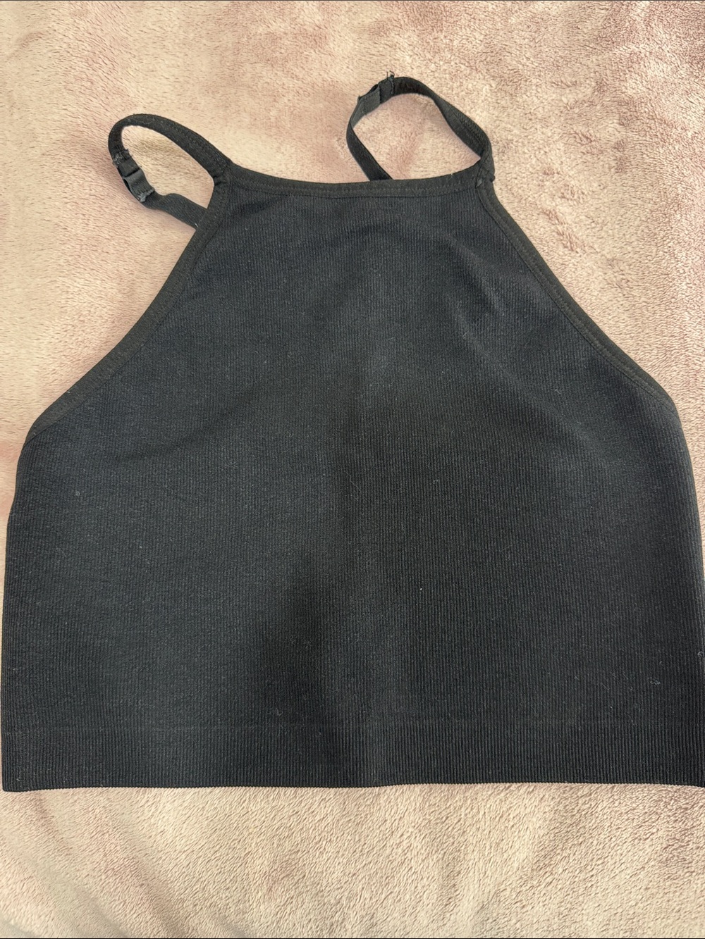 Forever 21 Black Ribbed High Neck Crop Tank